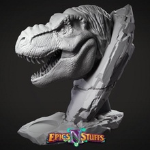 tyrannosaurus rex keyed bust - pre-supported store beast dino dinosaur jurassic monster statue t-rex park collectable hunter predator cretaceous supported paleoart therapod 3d print model - Mito3D