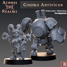 gnome artificer & defender toys games female gaming miniatures rpg tabletop steel dnd pathfinder 5e 3d print model - Mito3D