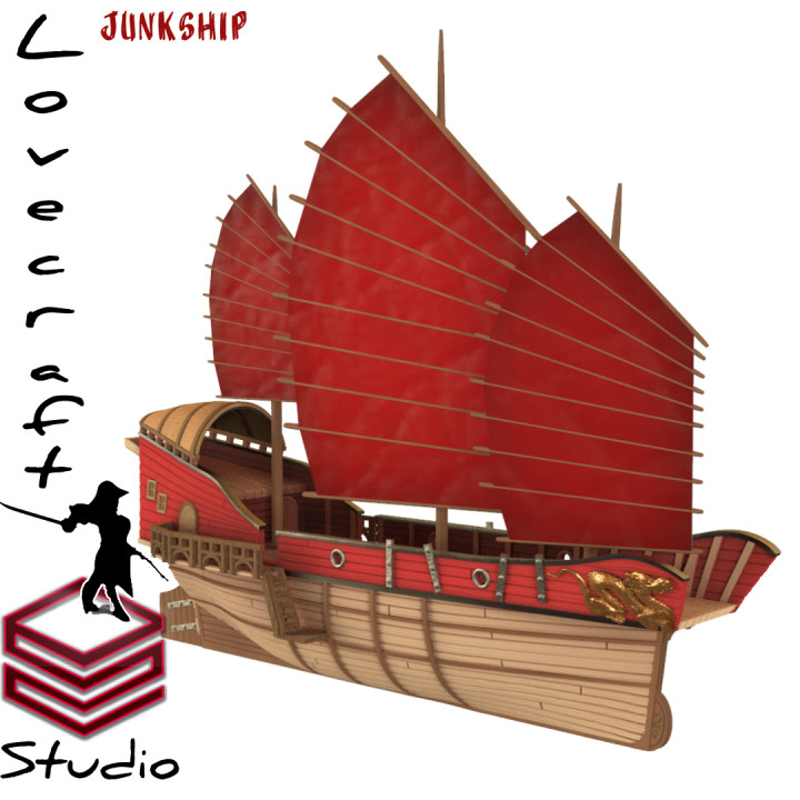 junk ship toys & games battleship asian adventures fireandsails shipoftheline navalbattle navalwargame ageofsail sails junkship 3D print model - Mito3D