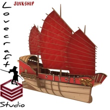 junk ship toys & games battleship asian adventures fireandsails shipoftheline navalbattle navalwargame ageofsail sails junkship 3d print model - Mito3D