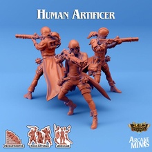 human artificer - guilds store dragon dragons dungeons female guns modular roleplay rpg blade steampunk crystal crossbow dungeon d&d 28mm dnd 35mm expansion 32mm bionics 5e eberron crew presupported pre-supported arcanapunk magipunk 3d print model - Mito3D