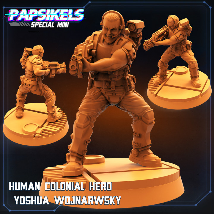 Humain colonial héros Yoshua wojnarwsky jouets Jeux marines soldat espace fusil 3D print model - Mito3D
