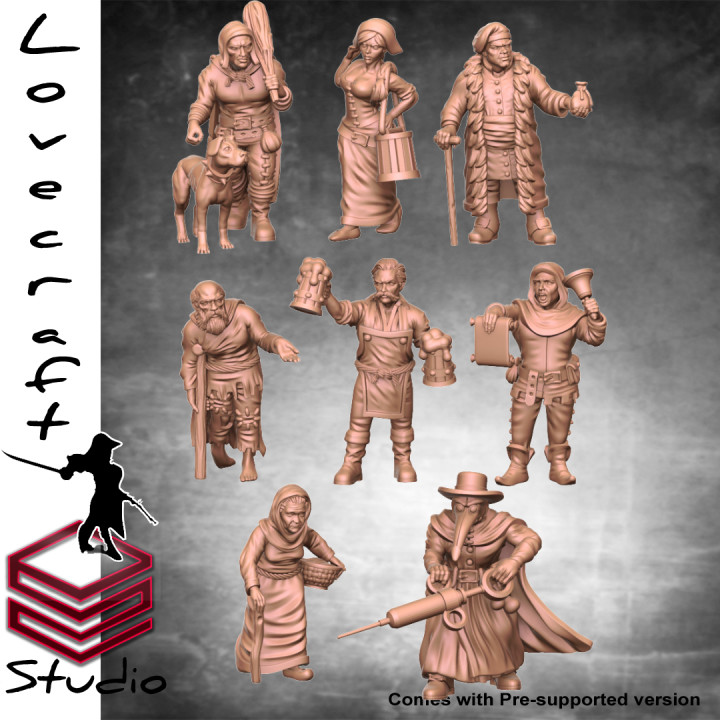 townfolks toys & games medieval keeper town bartender maid beggar granny villagers ratcatcher towncrier 3D print model - Mito3D