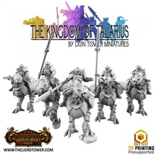 kingdom talarius - kingsguard heavy cavalry 5 knights separate mounts 32mm presupported toys & games elf fantasy fighter human knight orc rpg warrior finalfantasy dungeonsanddragons tabletop supports wargame paladin rider mounted chocobo tabaxi platemail talarians talrius 3d print model - Mito3D