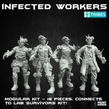 infected lab workers - modular outbreak collection toys & games mutated zombies fungus kitbash enemies virus post-apocalyptic contagion 3d print model - Mito3D