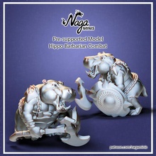 pre supported hipopótamo gente bárbaro combatiente juguetes juegos miniaturas calabozos Dragones mesa dnd 3d print model - Mito3D