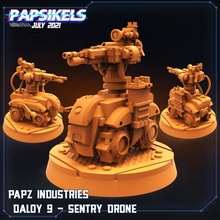 papz industries daloy 9 sentry drone toys & games droid guard robot mechanized 3d print model - Mito3D