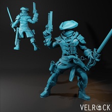 male darkheart hunter rapier pistol presupported toys & games fantasy fighter gothic horror human pirate sword victorian d&d rogue dnd dungeons dragons blackheart supported 3d print model - Mito3D