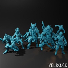 ragtag pirate crew presupported toys & games fantasy orc pistol sailor captain cutlass werewolf d&d rogue dnd dungeons dragons tiefling corsair lizardfolk buccaneer swashbuckler supported 3d print model - Mito3D