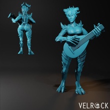 female tiefling bard lute presupported toys & games fantasy musician d&d dnd dungeons dragons supported 3d print model - Mito3D