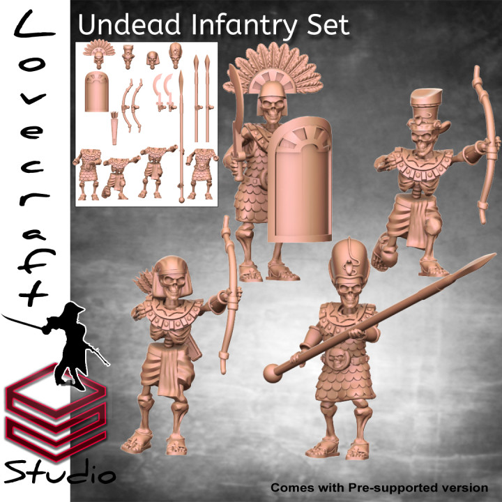 undead infantry set toys & games desert egypt egyptian undead infantry skeletons desertadventures 3D print model - Mito3D