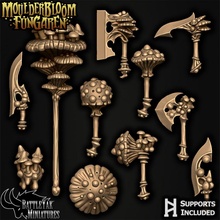 moulderbloom customization toys & games axe decoration fantasy horror shield sword terrain weapons hammer scifi mushroom mace battleyakminiatures 3d print model - Mito3D