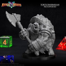tortle barbarian miniature - pre-supported toys & games axe dragons dungeons fantasy player rpg turtle warrior character boardgame tabletop adventure dnd npc 5e supported epicsnstuffs 3d print model - Mito3D