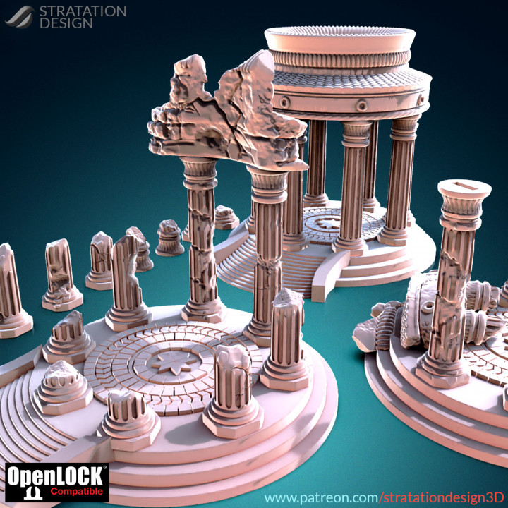 rovinato greco oracolo giocattoli Giochi fantasia rpg tempio memoriale monumento miniatura gioco tavolo arredamento guerra prigione dnd openlock esploratore rotonda 3D print model - Mito3D