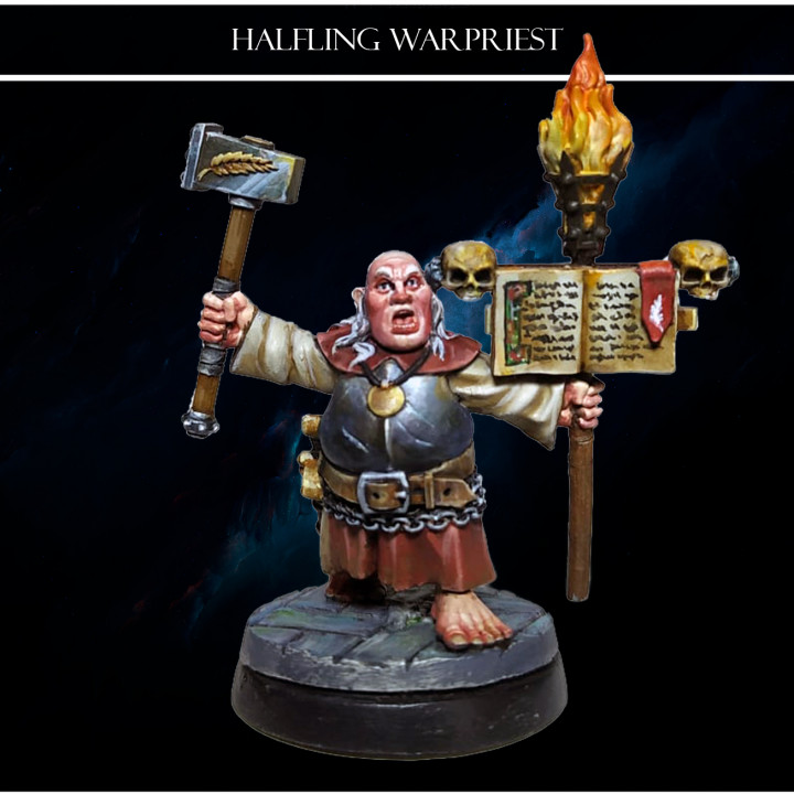 halfling sacerdote guerriero giocattoli Giochi libro fantasia warhammer strega martello nano Hobbit Grasso chierico frostgrave schermaglia mordheim cacciatori 3D print model - Mito3D