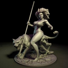 lionne jouets Jeux bête noir femelle Lion reine lance femme chasseur africain beauté afficher 3d print model - Mito3D