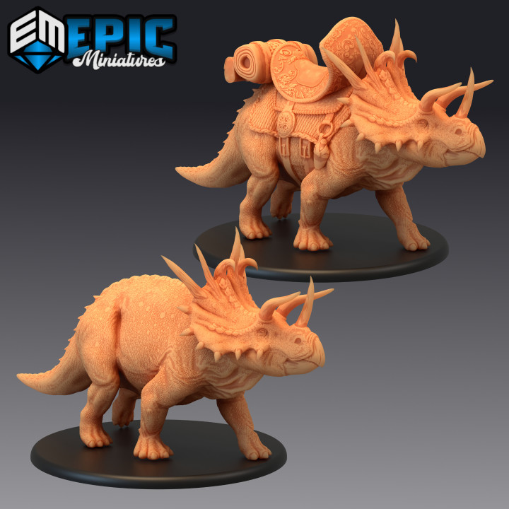 Triceratops uralt gehörnt Dinosaurier jurassisch montieren Spielzeuge Spiele Dino Fantasie mittelalterlich Monster Rollenspiel Kriegshammer Feind Tischplatte Verlies dnd 3D print model - Mito3D