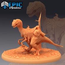 raptor mount ancient hunting dinosaur jurassic reptile toys & games dino fantasy medieval monster rpg warhammer enemy tabletop dungeon dnd pathfinder saddle npc pre-supported supported pre 3d print model - Mito3D