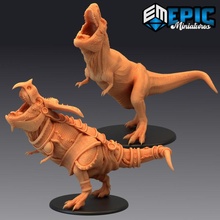 tyrannosaurus rex roaring ancient armored dinosaur jurassic hunter t-rex toys & games fantasy medieval monster rpg warhammer enemy tabletop dungeon dnd pathfinder npc pre-supported supported pre 3d print model - Mito3D