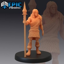 caveman spear ancient cave human ancestor man neanderthal toys & games fantasy medieval monster rpg warhammer enemy tabletop dungeon encounter dnd pathfinder npc pre-supported supported pre 3d print model - Mito3D