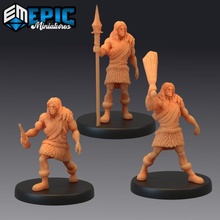 caveman set ancient cave human ancestor man neanderthal toys & games fantasy medieval monster rpg warhammer enemy tabletop dungeon encounter dnd pathfinder npc pre-supported supported pre 3d print model - Mito3D