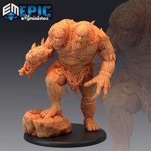 ettin ancestor standing ancient headed ogre cave encounter toys & games fantasy medieval monster rpg warhammer enemy tabletop dungeon dnd pathfinder npc pre-supported supported pre 3d print model - Mito3D