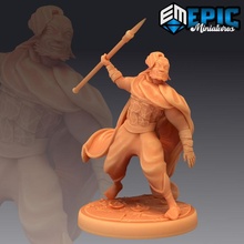 fir bholg attacking giant kin firbolg scout toys & games fantasy medieval monster rpg spear warhammer enemy tabletop dungeon dnd pathfinder npc pre-supported supported pre 3d print model - Mito3D