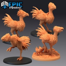terror bird set large feathered raptor ancient giant chicken toys & games chick fantasy medieval monster mount rpg warhammer enemy tabletop dungeon dnd feather pathfinder saddle npc pre-supported supported pre chochobo 3d print model - Mito3D