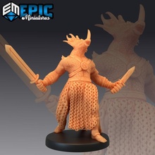 dinosaur tribe sword warrior primitive humanoid triceratops toys & games ancient dino fantasy medieval monster rpg warhammer enemy tabletop dungeon dnd pathfinder npc pre-supported supported pre 3d print model - Mito3D