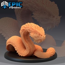 basilisk young petrifying giant snake magical ancient serpent toys & games fantasy medieval monster rpg stone warhammer enemy tabletop dungeon dnd pathfinder npc pre-supported supported pre 3d print model - Mito3D