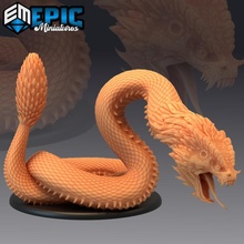 basilisk ancient petrifying giant snake magical stone serpent toys & games fantasy medieval monster rpg warhammer enemy huge tabletop dungeon dnd pathfinder npc pre-supported supported pre 3d print model - Mito3D