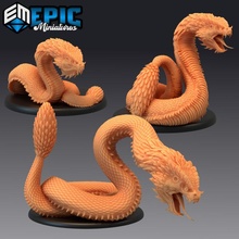 basilisk set petrifying giant snake magical ancient serpent toys & games fantasy medieval monster rpg stone warhammer enemy tabletop dungeon dnd pathfinder npc pre-supported supported pre 3d print model - Mito3D