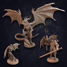 paladin dragon trapper pack - presupported toys & games armor dungeons fantasy mini mount pet sword flying horns trappers rider spell winged armored spellcaster familiar lodge unarmored dargo 3d print model - Mito3D
