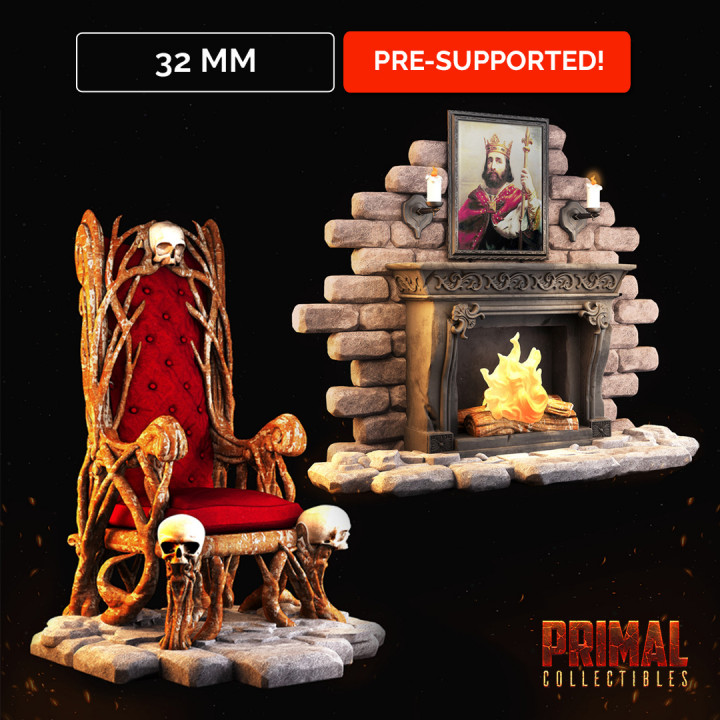 fireplace throne - masters dungeons quest toys & games classic dragons epic fantasy hero retro rpg war warrior miniature enemy paint boardgame roleplaying oldschool wargame retrogame tabletopgame classicgame 3D print model - Mito3D