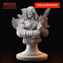 barbarian - thurkal bust masters dungeons quest toys & games classic dragons epic fantasy hero retro rpg war warrior miniature enemy paint boardgame roleplaying oldschool wargame retrogame tabletopgame classicgame 3d print model - Mito3D