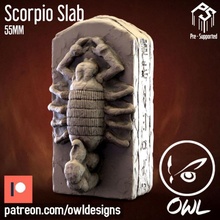 scorpio slab free stl toys & games board egypt egyptian fantasy rpg tomb props tabletop dnd 3d print model - Mito3D