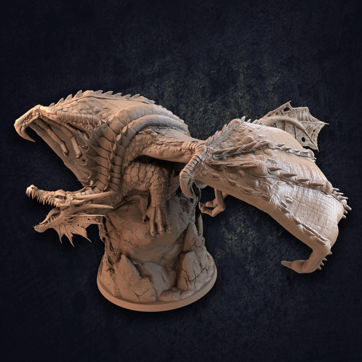 bergam rogue dragon - presupported toys & games boss dungeons fantasy game rpg miniature flying trappers tabletop rider dnd winged gargantuan lodge dragonstriker ellith 3D print model - Mito3D