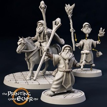 modular dwarven runesmiths - foot mounted presupported toys & games fantasy figure mini wargaming warhammer customizable wizard miniature lotr mage dwarf tabletop 28mm dnd bits frostgrave skirmish elements 5e enchanter pre-supported statblock 3d print model - Mito3D