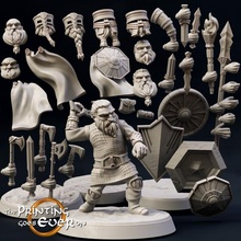 modular axe thrower - presupported toys & games fantasy figure mini wargaming warhammer customizable miniature lotr dwarf tabletop dwarven 28mm dnd bits frostgrave skirmish elements 5e pre-supported statblock 3d print model - Mito3D