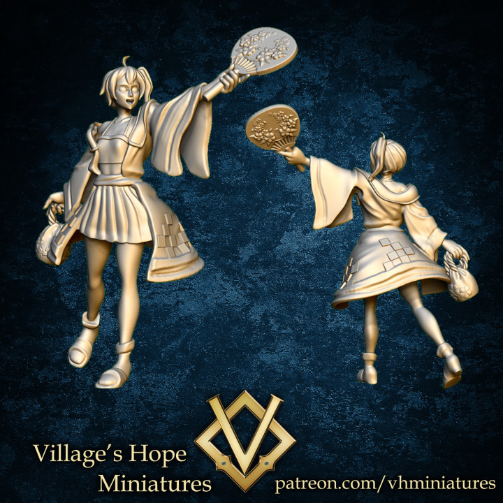 Giappone Festival ragazza matsuri giocattoli Giochi anime miniature rpg miniatura festoso minis dnd ttrpg trpg 3D print model - Mito3D