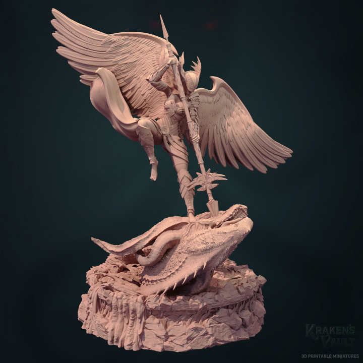 Valkyrie Ejderha avcı oyuncaklar oyunlar zırh patron kadın şövalye mızrak savaşçı büyük Norse poz paladin saldırı Amazon efsane heykelcik 3D print model - Mito3D
