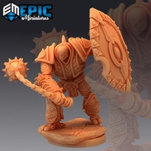 war construct juggernaut mace & shield steel forged steam machine toys games fantasy medieval monster rpg warhammer enemy tabletop dungeon dnd pathfinder npc warforged pre-supported supported pre 3d print model - Mito3D