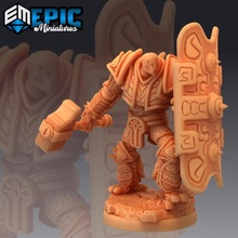 war construct juggernaut hammer & shield steel forged steam machine toys games fantasy medieval monster rpg warhammer steampunk enemy tabletop dungeon dnd pathfinder npc warforged pre-supported supported pre 3d print model - Mito3D