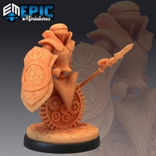 gear town knight spear construct warrior mechanical guard toys & games fantasy medieval monster rpg soldier warhammer enemy tabletop dungeon dnd pathfinder npc pre-supported supported pre 3d print model - Mito3D