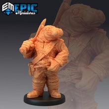 hippo soldier sword hippofolk warrior hippopotamus army toys & games classic fantasy medieval monster rpg warhammer enemy tabletop dungeon dnd pathfinder npc giff pre-supported supported pre 3d print model - Mito3D