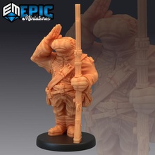 hippo soldier salute hippofolk warrior hippopotamus army toys & games fantasy medieval monster rpg warhammer enemy tabletop dungeon dnd pathfinder npc giff pre-supported riffle supported pre 3d print model - Mito3D