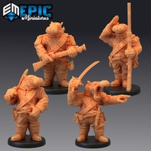 hippo soldier set hippofolk warrior hippopotamus army toys & games fantasy gun medieval monster rpg sword warhammer enemy tabletop dungeon dnd pathfinder npc giff pre-supported supported pre 3d print model - Mito3D