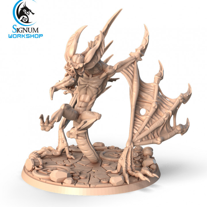 winged horror 1 store demon dungeons fantasy mini miniatures monster scary vampire evil tabletop ttrpg presupported signum 3D print model - Mito3D