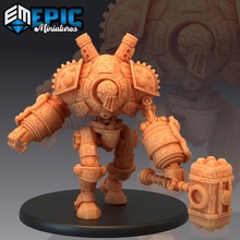 battle armor hammer mechanical war construct steam robot toys & games fantasy medieval monster rpg warhammer steampunk enemy tabletop dungeon dnd pathfinder npc pre-supported supported pre 3d print model - Mito3D