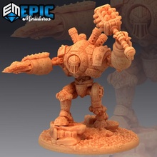 battle armor chainsaw & hammer mechanical war construct steam robot toys games chain fantasy medieval monster rpg warhammer sla enemy tabletop dungeon dnd pathfinder npc pre-supported supported pre 3d print model - Mito3D